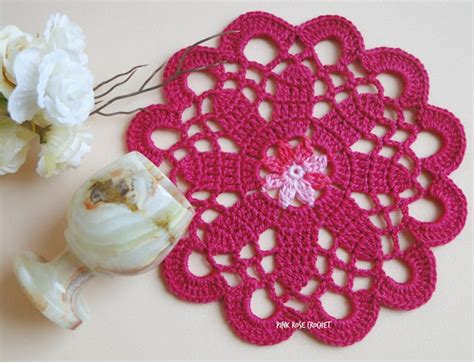 Pink Rose Crochet Flor Pink Centrinho