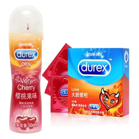 Durex 2 In 1 Condom 3pcslubricant Cherry 50ml Vagina Anal Massage Oil Sexual Toys Intimate