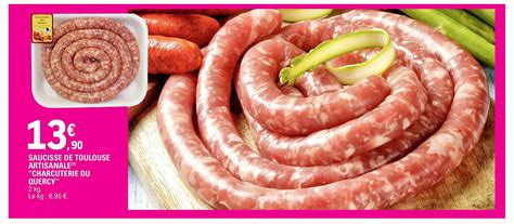 Promo Saucisse De Toulouse Artisanale Charcuterie Du Quercy Chez E