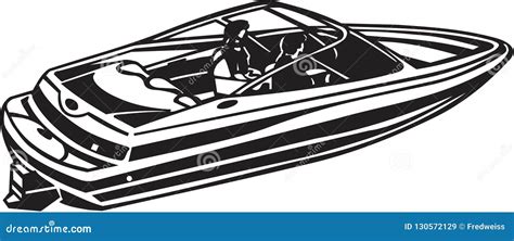 Ski Boat Clip Art Black And White