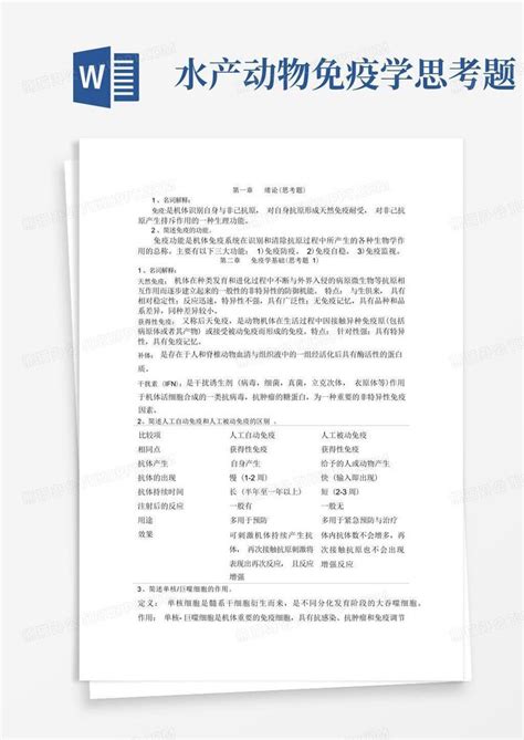 水产动物免疫学思考题word模板下载编号lngrpevm熊猫办公