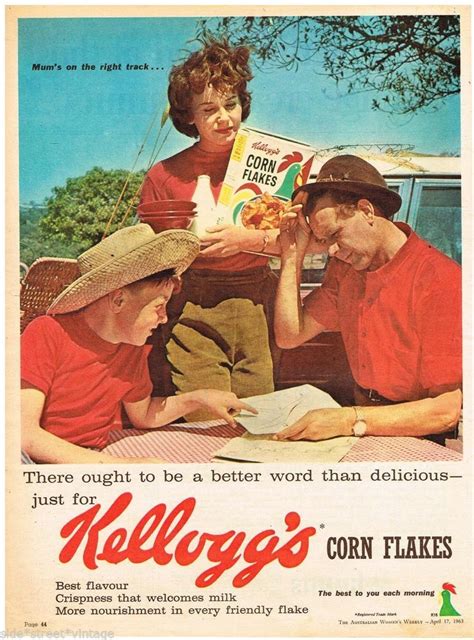 KELLOGG S CORN FLAKES AD CAMPING TOURING Vintage Advertising 1963