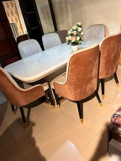 6 Seater Marble Top Wooden Dining Table Set At Rs 120000 Set In