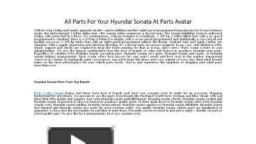 Ppt Hyundai Sonata Parts From Top Brands At Parts Avatar Powerpoint