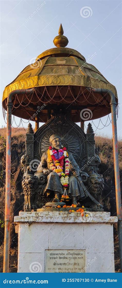 Full Shot Of Chatrapati Shivaji Maharaj Statue Located On Raigad Fort ...