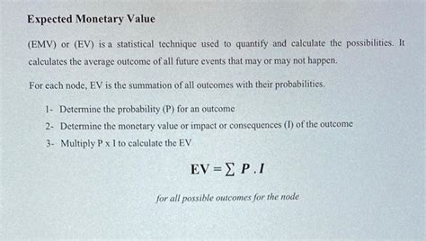 Expected Monetary Value Emv Or Ev Is A Chegg