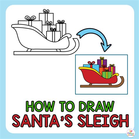 Santa Sleigh Drawing Step By Step Tutorial FREE Printable