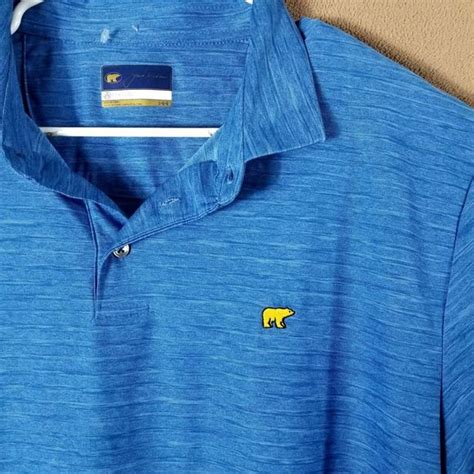 Jack Nicklaus Shirts Jack Nicklaus Golden Bear Logo Mens Staydri Polo Golf Shirt Blue L