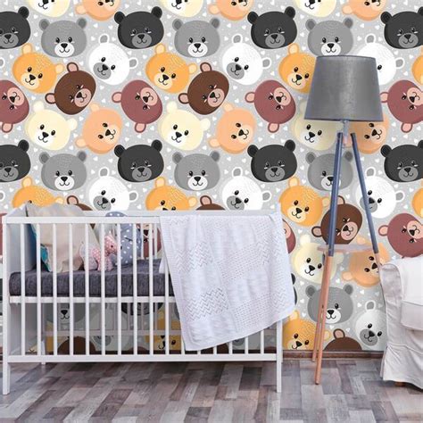 Papel De Parede Ursinhos Cute Gray 0 50 X 3 00 Metros Leroy Merlin