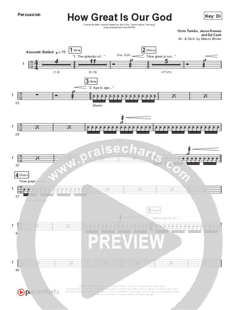 How Great Is Our God Choral Anthem Satb Percussion Sheet Music Pdf