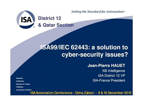 Pdf Isa Iec A Solution To Cyber Security Issues