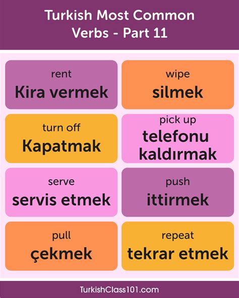 Learn Turkish — Turkish Most Common Verbs 🎲 Ps Get The Best Free