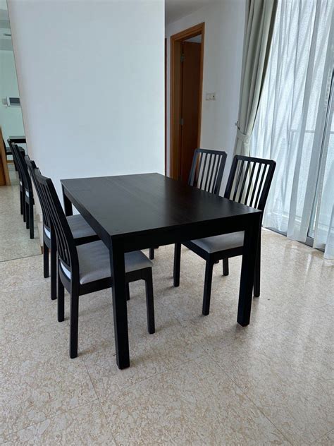 IKEA Black Dining Table, Furniture & Home Living, Furniture, Tables ...