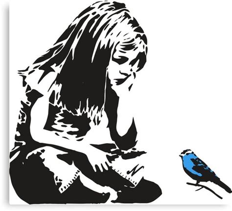 Girl With Blue Bird Banksy Graffiti Hull City Centre Canvas Print