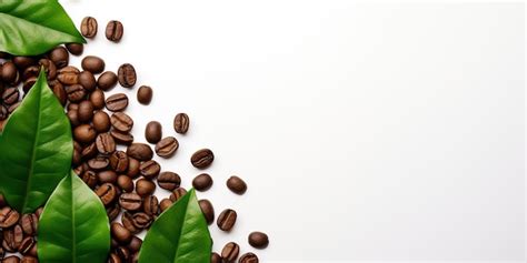 Premium Ai Image Top View A Coffee Beans And Leaf In The Corner Side