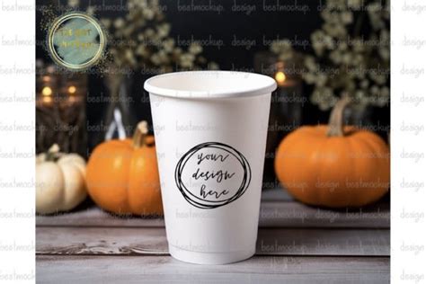 White Coffee Paper Cup Halloween Mockup Graphic By Thebest Mockup