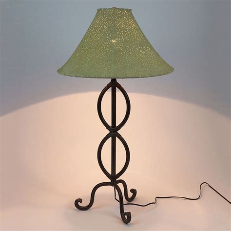 Rustic Iron Teardrop Table Lamp With Pigskin Shade