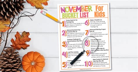 Ultimate November Bucket List Free Printable For Everyone