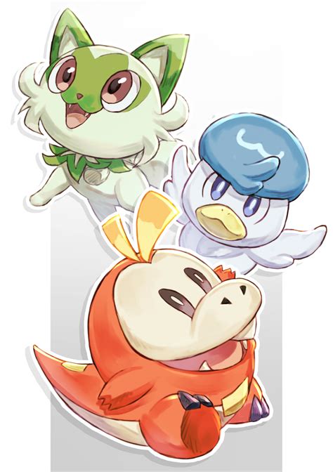 Sprigatito Fuecoco And Quaxly Pokemon Drawn By Tomatont0 Danbooru