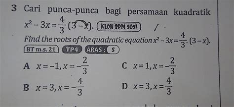 Solved Cari Punca Punca Bagi Persamaan Kuadratik X X X