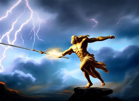 Soft Painting Of Zeus Fighting Chronos With A Spear Of Stable Diffusion