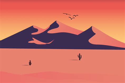 Flat Landscape Beautiful Desert Mountain Graphic by 5amil.studio55 ...