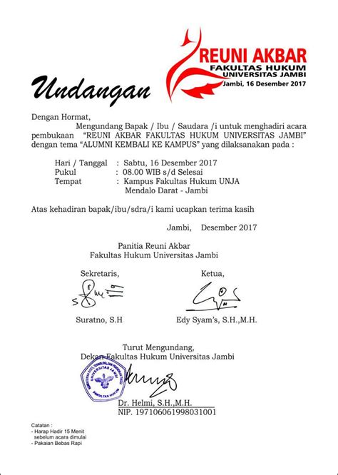 Contoh Surat Undangan Reunian - Sample Surat Undangan