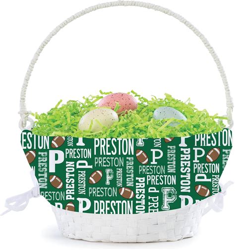 Amazon Personalized Football Easter Egg Basket With Handle And