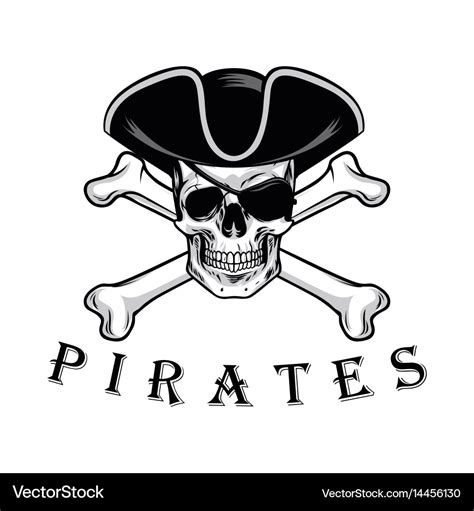 Pirate Skull With Cross Bones Hat And Eyepatch Vector Image