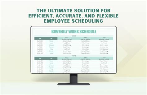 Biweekly Work Schedule Template in MS Excel, Google Sheets - Download ...