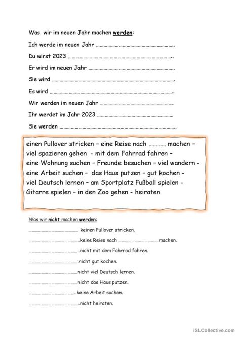 Vors Tze F R Das Neue Jahr Zukunft Deutsch Daf Arbeitsbl Tter Pdf Doc