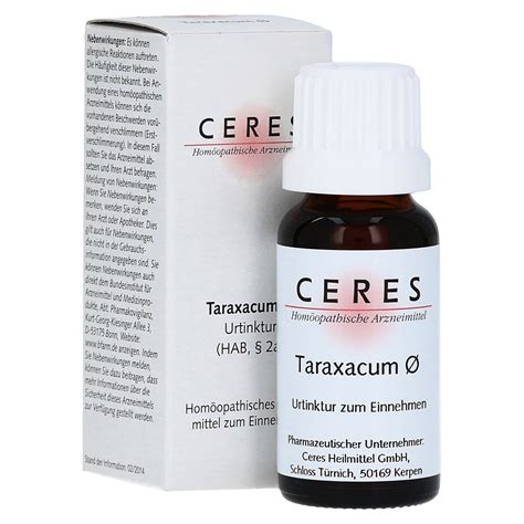 Ceres Taraxacum Urtinktur Milliliter N Medpex