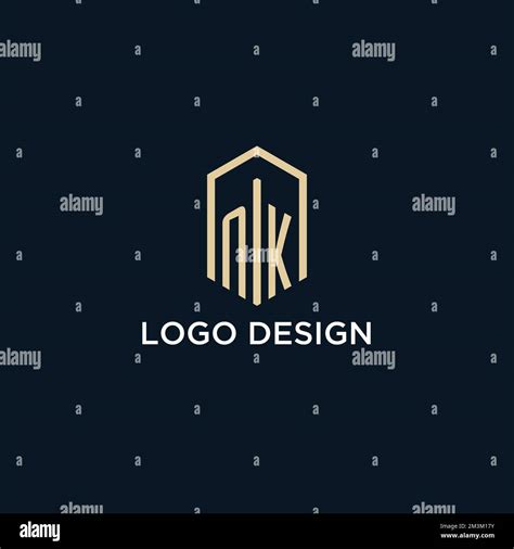 Nk Initial Monogram Logo With Hexagonal Shape Style Real Estate Logo