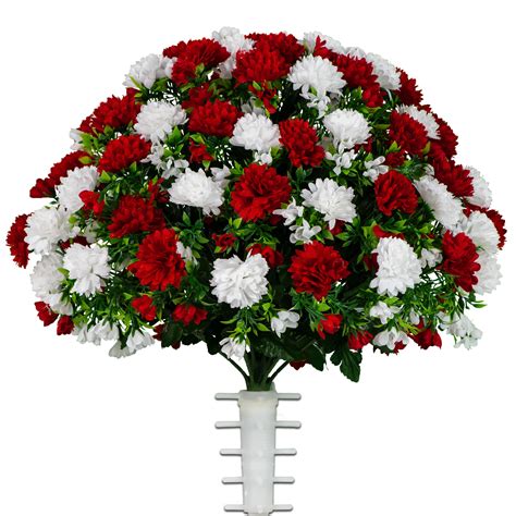 Sympathy Silks Artificial Cemetery Flowers Red And White Garden