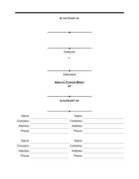 Printable Amicus Curiae Brief Legal Pleading Template