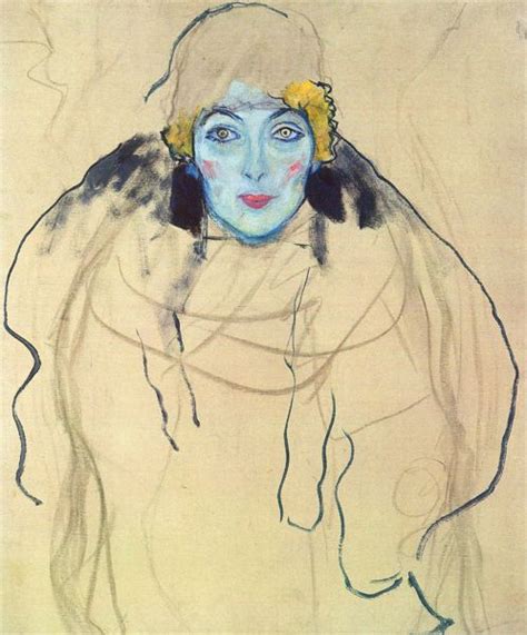 Gustav Klimt Portrait Of A Lady En Face Unfinished Gustav