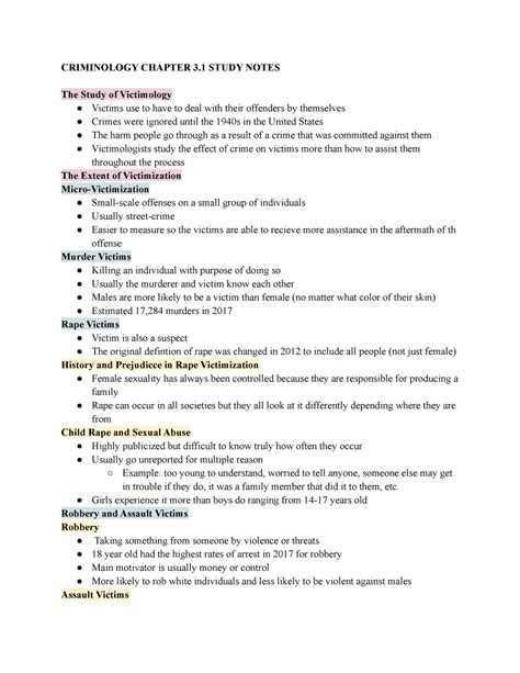 Crim Notes 2 CRIMINOLOGY CHAPTER 3 STUDY NOTES The Study Of