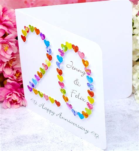 Handmade 20th Wedding Anniversary Card 20th Anniversary Etsy