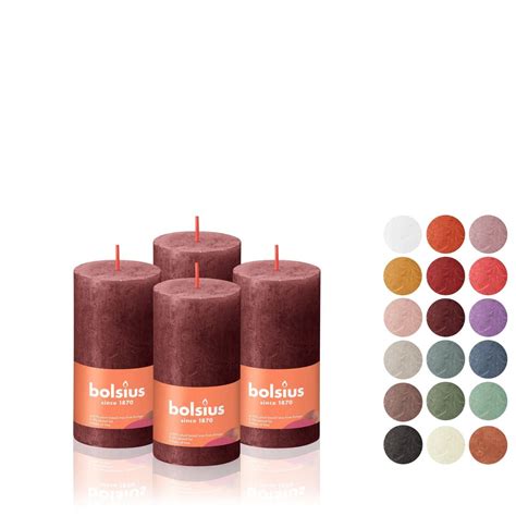 BOLSIUS Velvet Red Rustic Pillar Candles 2 X 4 Inch Set Of 4