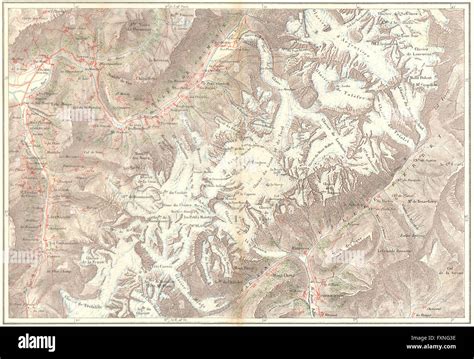 FRANCE Mont Blanc C1885 Antique Map Stock Photo Alamy