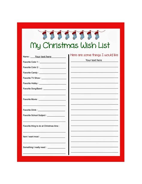 Free Printable Christmas Wish List Templates [pdf Word Excel]