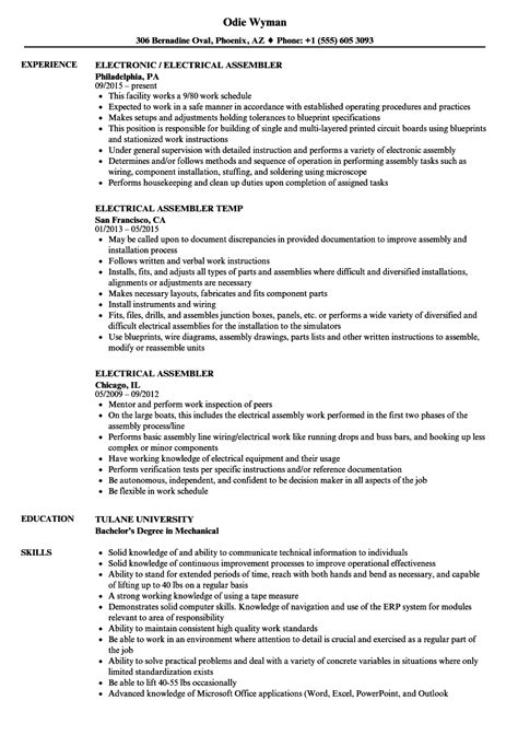 Electrical Assembler Resume Samples Velvet Jobs