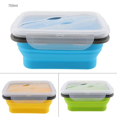 Portable 700ml Silicone Collapsible Lunch Box Microwave Oven Bowl