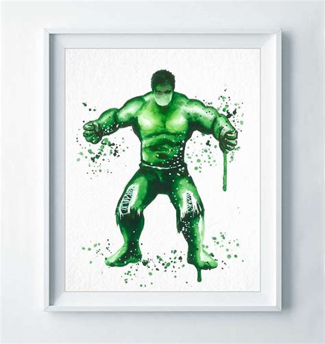 Hulk Print Superhero Avengers Poster Watercolor Nursery Art Etsy