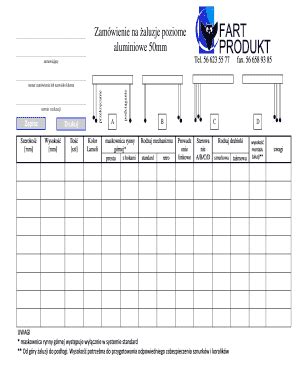 Fillable Online Fartprodukt Zamwienie Na Aluzje Poziome Aluminiowe Mm