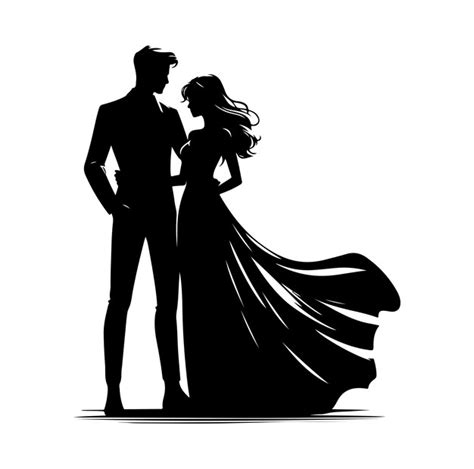 Premium Vector Couple Standing Vector Vector Silhouettes Of Man And A Woman