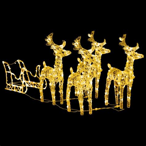 Vidaxl Lighted Reindeer And Sleigh Christmas Decoration With Leds