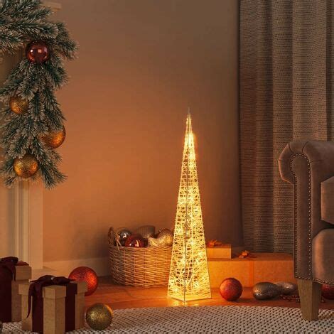 Cono Di Luce Di Natale 30 LED Bianco Caldo 60 Cm In Acrilico