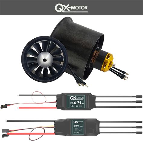 70mm EDF QF2827 Brushless Motor Set With 60A ESC 80A ESC QX MOTOR