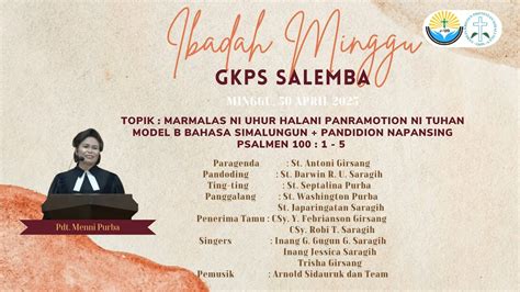 Ibadah Minggu Gkps Salemba 30 April 2023 Youtube